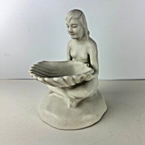 Van Briggle Pottery Lady Maiden Ivory Nude Girl 8" with Shell Vintage
